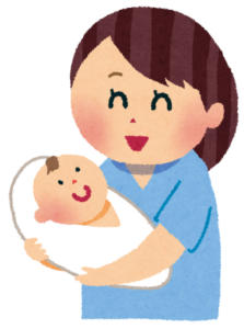出産した女性のイラスト
